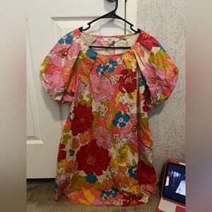 Retro floral cap sleeve dress